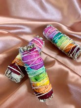 Load image into Gallery viewer, 7 Charka- Floral Wrapped Sage Wand